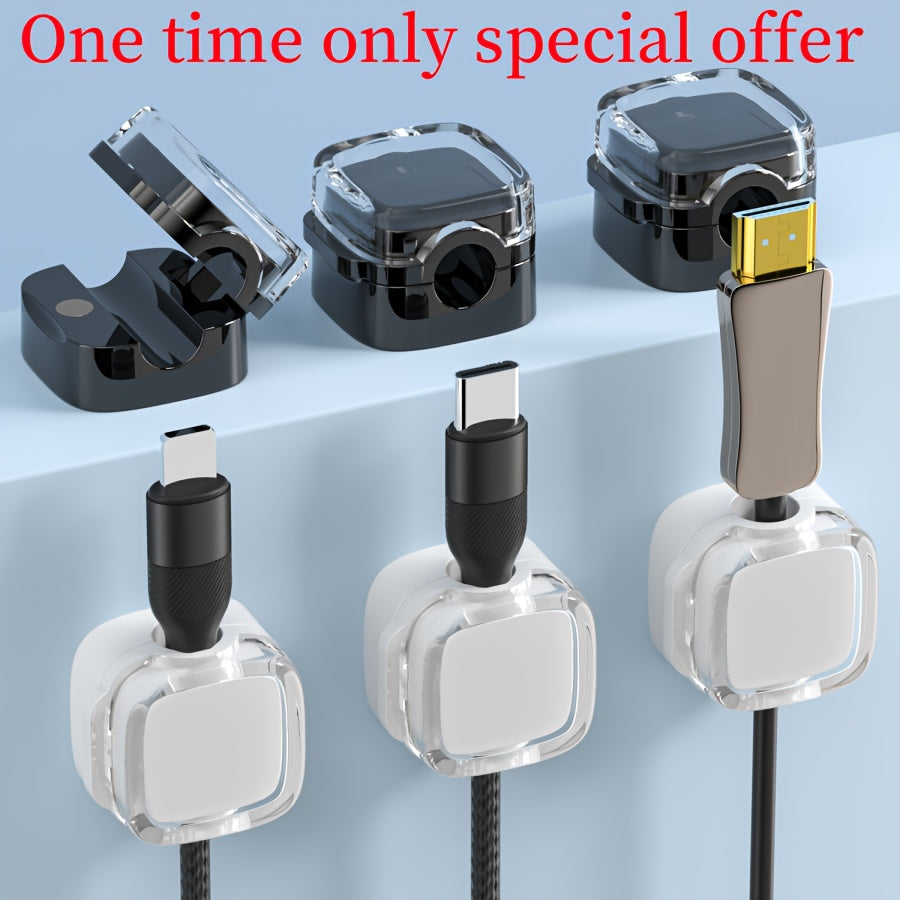 6pcs Magnetic Cable Clips - Cord Holder & Under Desk Cable Management - Adhesive Wire Organizer For Home & Office - Cyprus