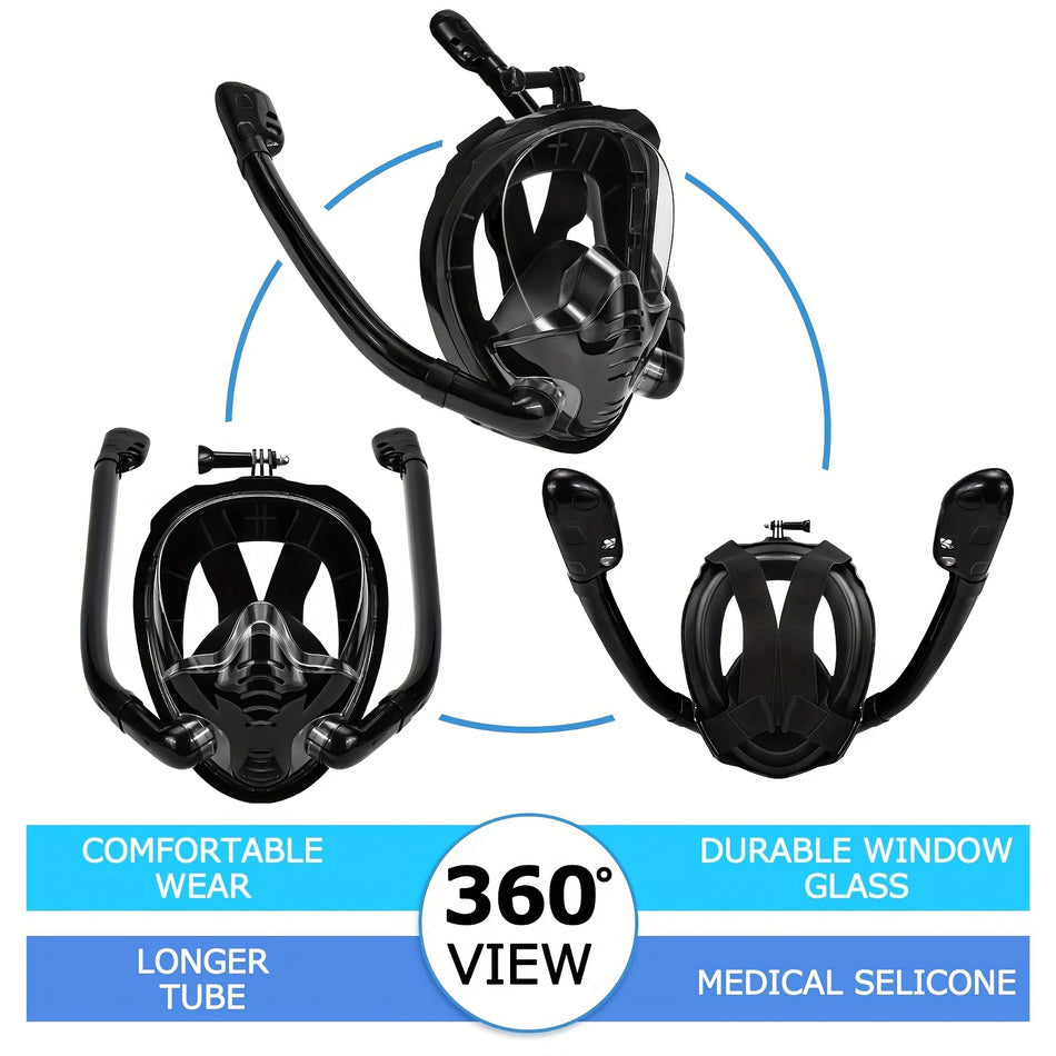 Double Tube Full Face Snorkel Mask with 180° View and Anti-Fog Technology - Cyprus