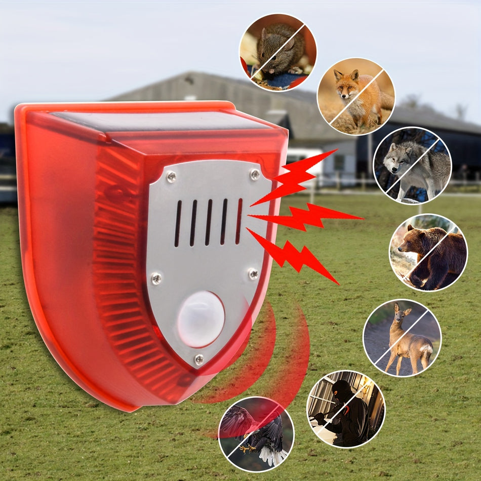 Solar Security Alarm Lights, 129dB Gunshot Sounds & Dog Barking, Motion Sensor Warning Lamp - Cyprus