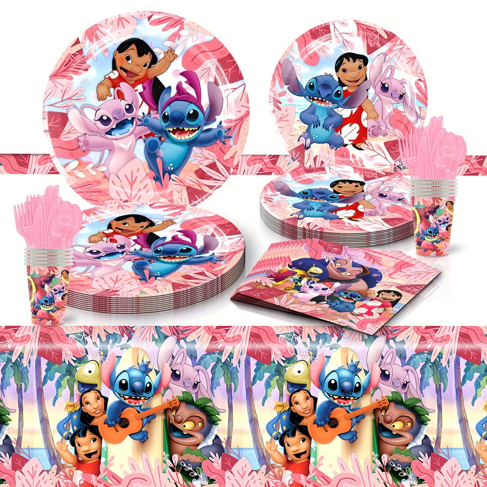 Stitch Hawaiian Style Party Supplies Kit - Vibrant Tropical Design for 10 Guests - Cyprus