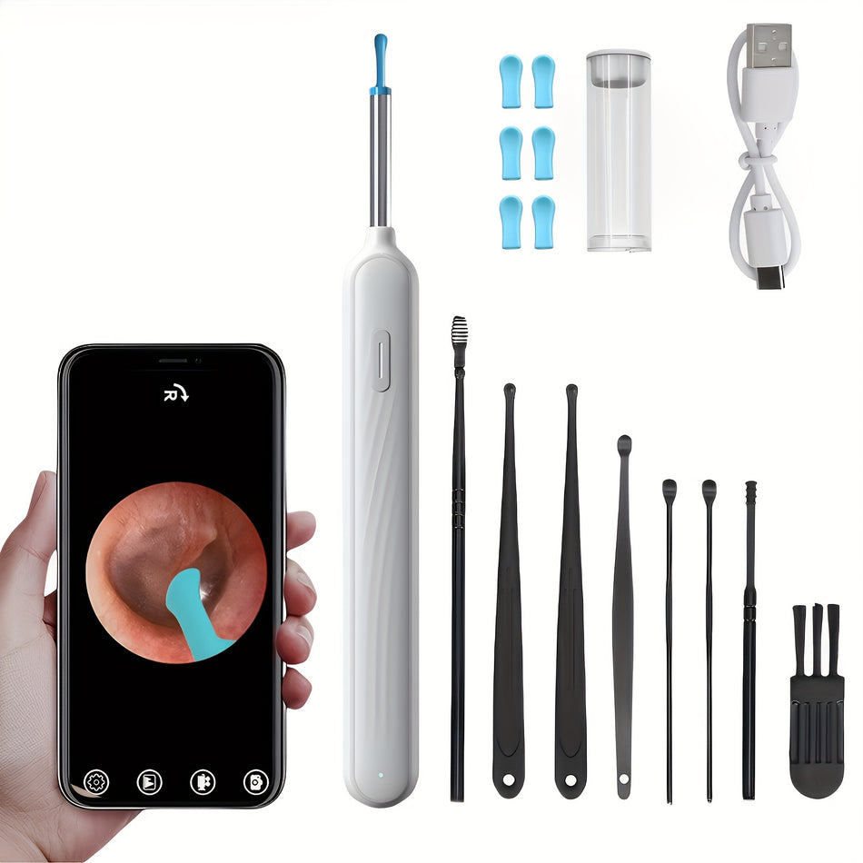 Smart Visual Earwax Removal Tool with Camera, 6 Silicone Ear Tips, 8 Ear Spoon Attachments - Cyprus