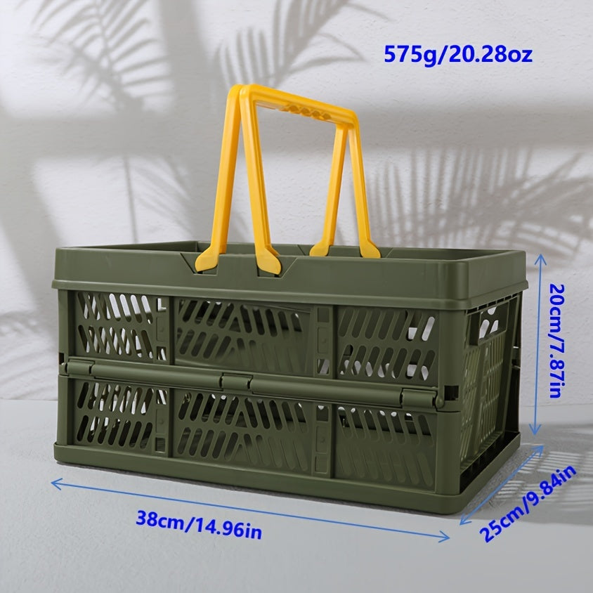 Portable Folding Plastic Storage Basket for Outdoors and Kitchen