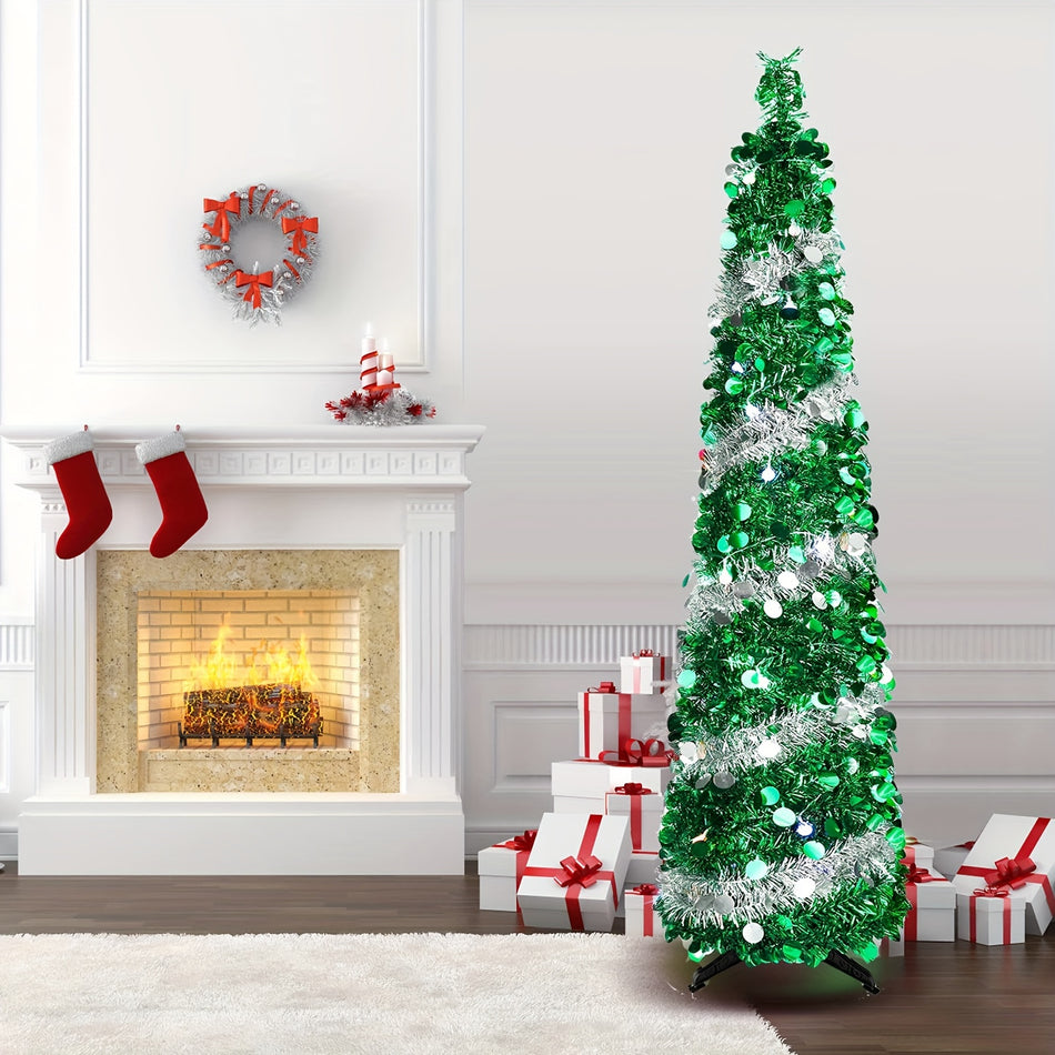 5FT Pop Up Tinsel Christmas Tree - Perfect for Small Spaces - Cyprus