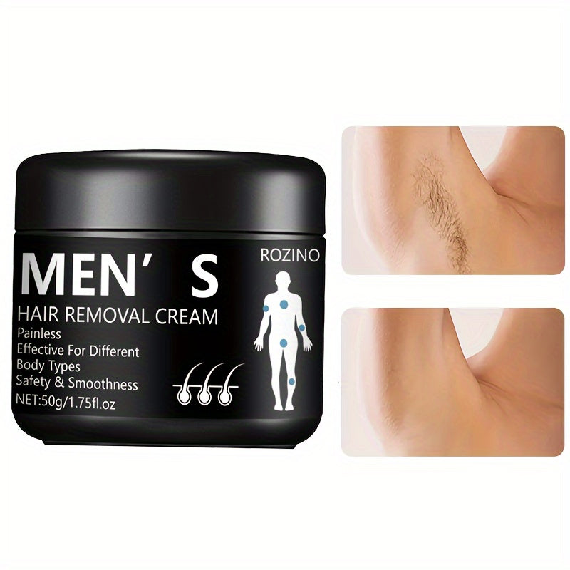 ROZINO 50g Men's Whole Body Hair Removal Cream - Hypoallergenic & Fast-Acting