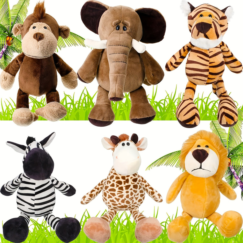 Ensemble de jouets en peluche de jungle Animal - 6 jouets mous pour enfants 3-6 ans