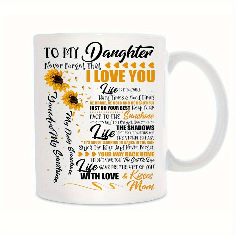 Cherished Daughter Sunflower Coffee Mug - 11Oz Ceramic with Loving Message - Cyprus