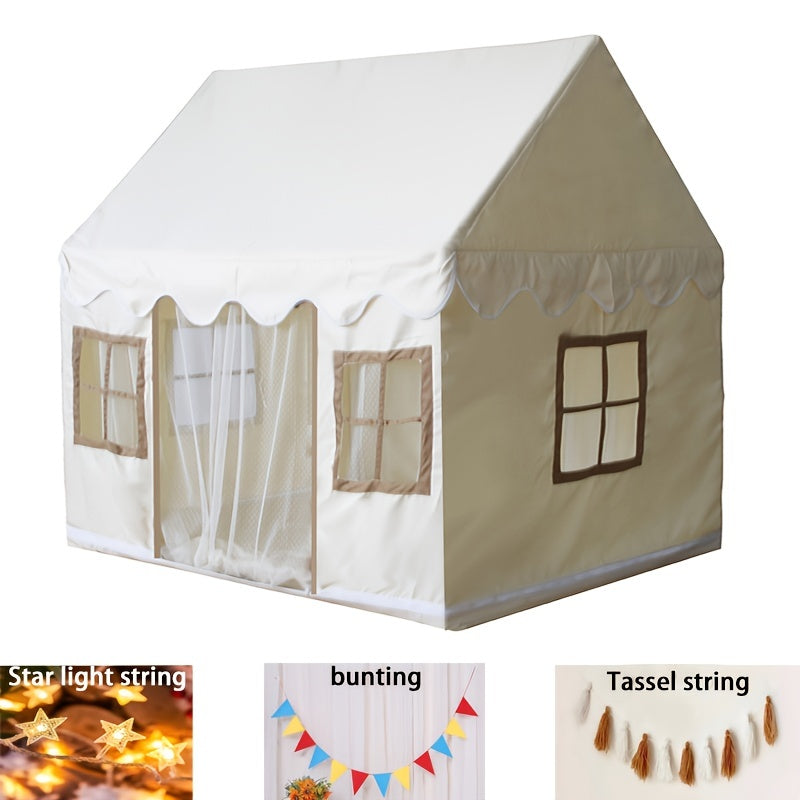 Large Children's Game Room Tent with Windows, Star Strings, and Flags - Cyprus