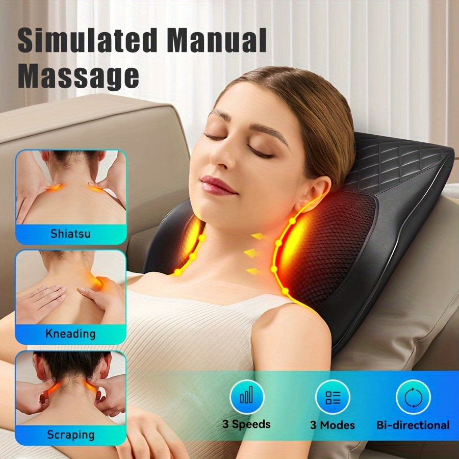 3D Shiatsu Kneading Massage Pillow With Heat, Cordless Massager - Cyprus