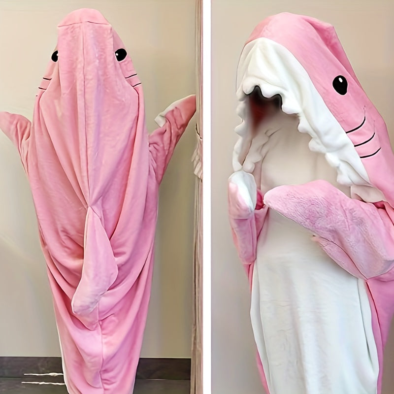 Cozy Shark Hoodie Blanket - Wearable Flannel Sleeping Bag for Every Occasion