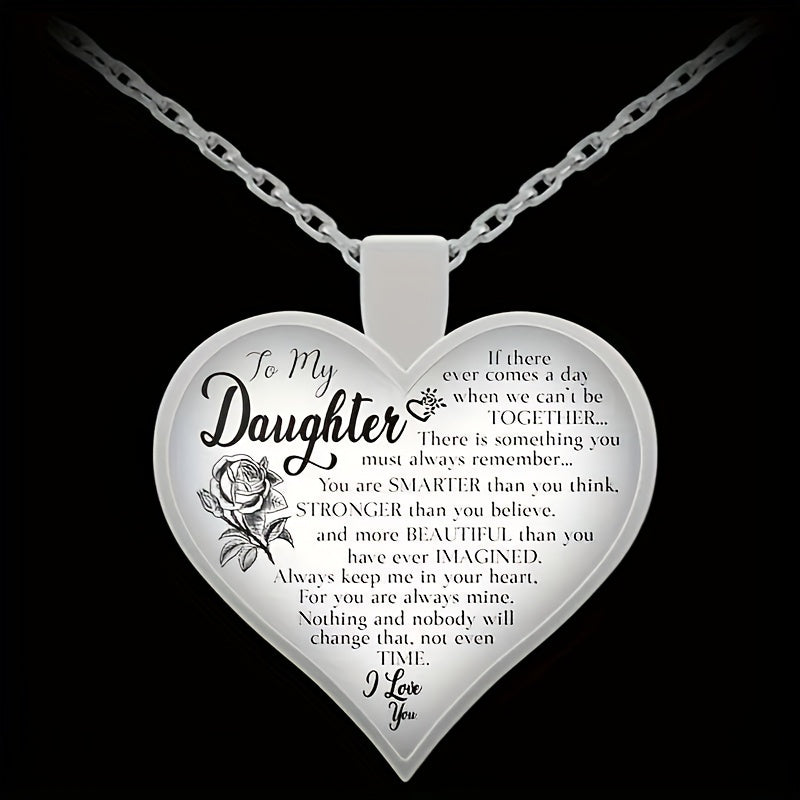 To My Daughter Heart-Shaped Crystal Pendant Necklace - Cyprus