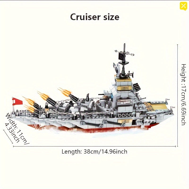 BricZplay 1068pcs Army Marine Cruiser Battleship Building Blocks - Cyprus