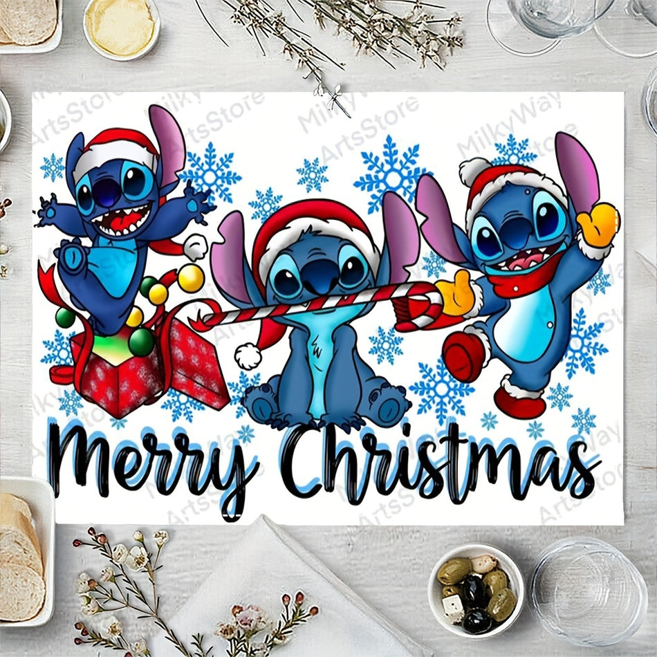 Stitch Holiday -Placemat - Set von 4, Leinentischmatten - Festliche Weihnachtsdekoration - Halloween - Zypern