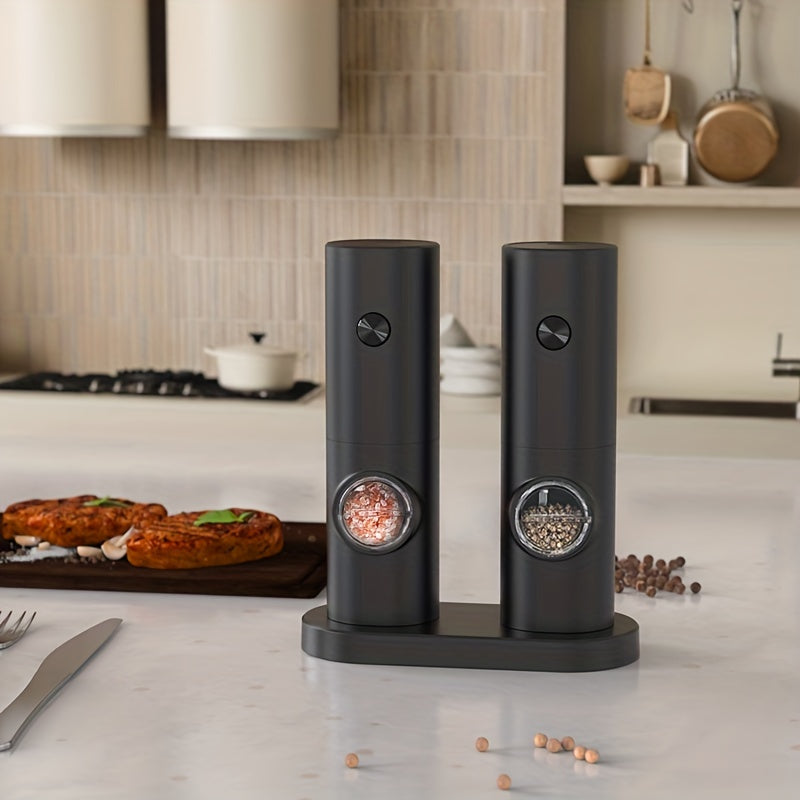 Electric Adjustable Pepper and Sea Salt Grinder for Kitchen and Outdoor Use