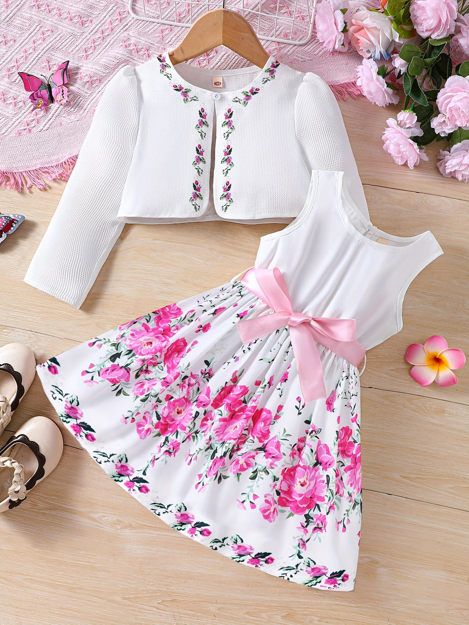 Sweet Floral Cardigan & Sundress Set - Κύπρο