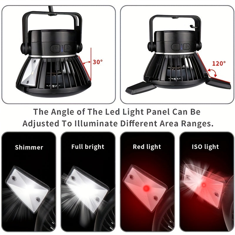 Rechargeable Solar Camping Fan & LED Lantern - Portable Tent Fan with Hanging Hook for Home, Office, Tent, and Car - 4000mAh Battery for Emergency Outages - Cyprus