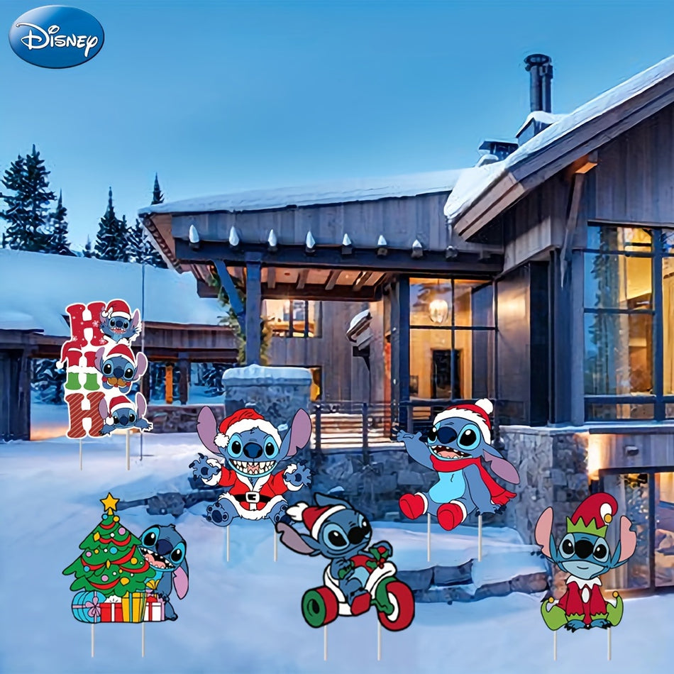 Stitch Christmas Lawn Stickers: 6 Pieces, Outdoor Art Decoration for Your Lawn - Cyprus