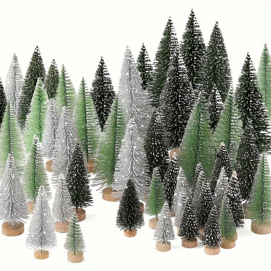 24pcs Mini Christmas Trees on Wooden Base - Cyprus