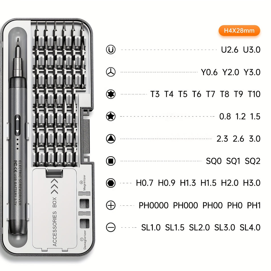 Electric Screwdriver Set, Quiet & Durable, 46-In-1 Multifunctional Portable Tool Kit, Rechargeable with High Torque - Cyprus