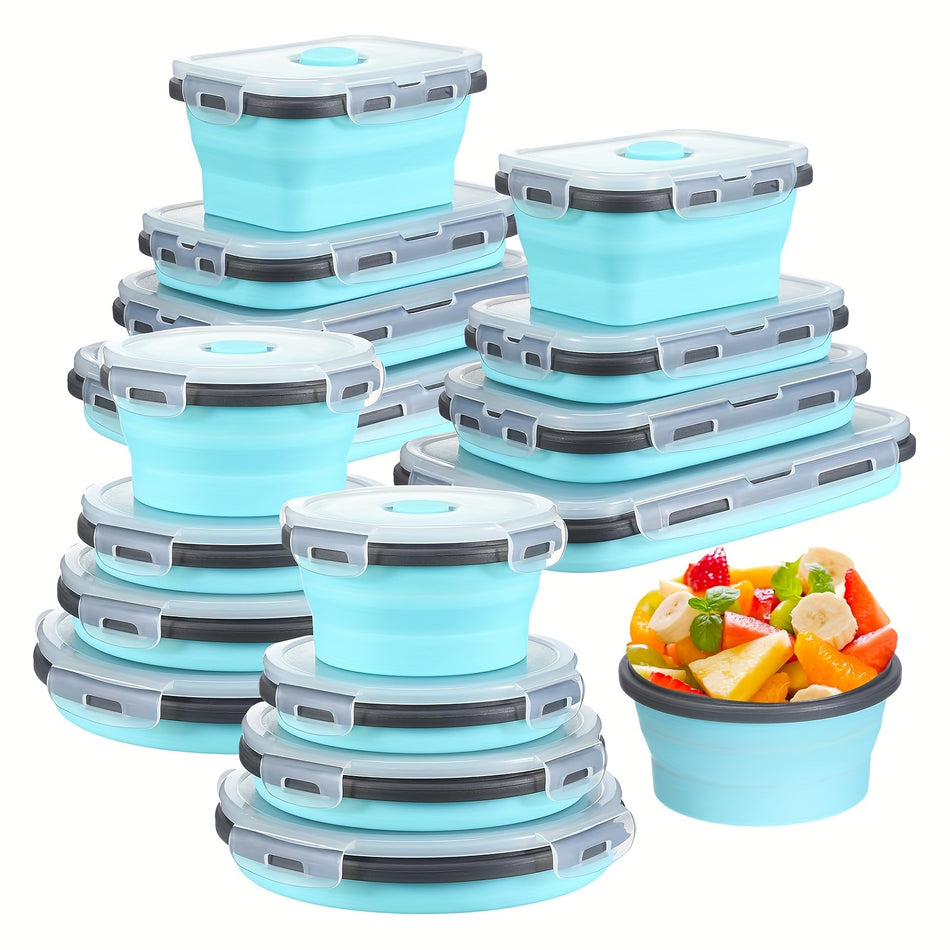 8pcs Foldable Silicone Food Storage Containers with Lids - Microwave, Freezer & Dishwasher Safe