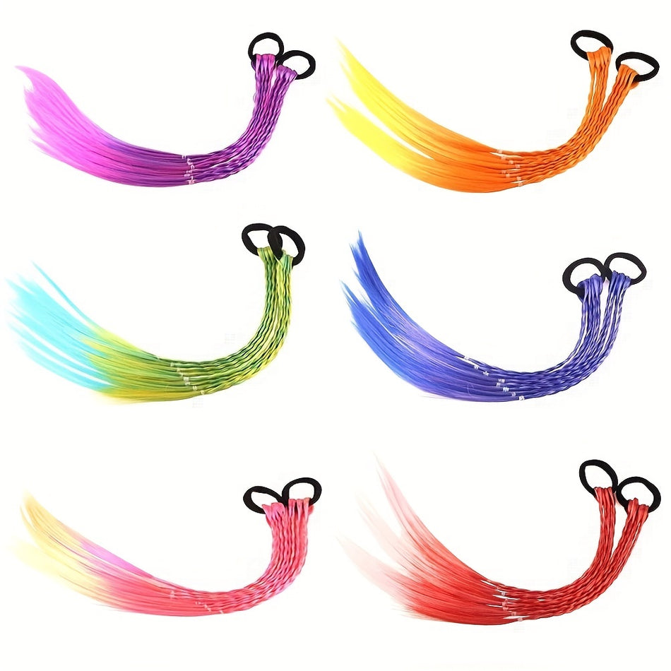 6pcs Kızın Saç Uzantıları Aksesuarları, Renkli Peruklar Güzellik Saç Bantları Kendi Çocuklar Twist Örgü Halat At kuyruğu Saç Süsleme, Saç Aksesuarları Headdress Çocuklar İçin Baş Bantlar Kauçuk Bantlar