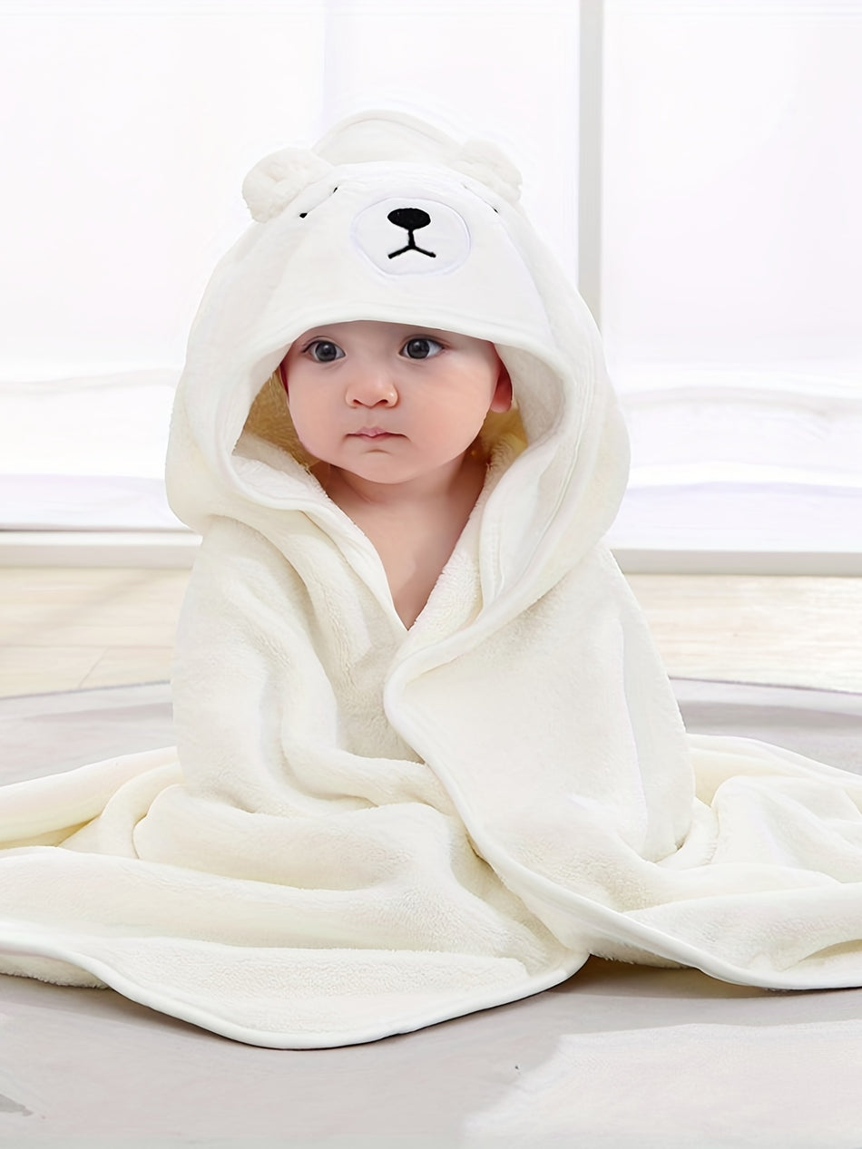 Cute Cartoon Design Baby Bath Towel & Hooded Bathrobe - Super Soft & Water Absorbent Microfiber For 0-2 Year Olds