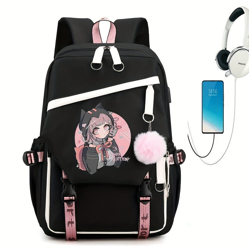 Cute Cartoon Girl Backpack with USB Charging - Cyprus