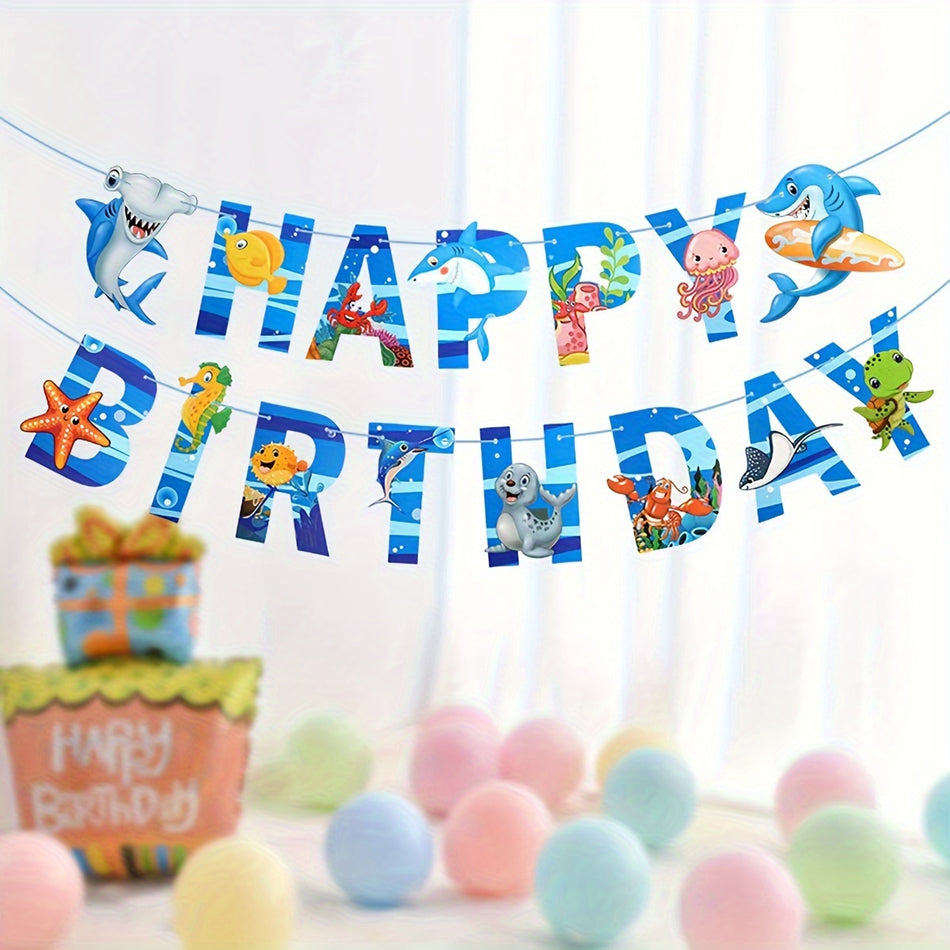 🔵 Under The Sea Shark Birthday Party Banner Set - No Power Needed - Cyprus