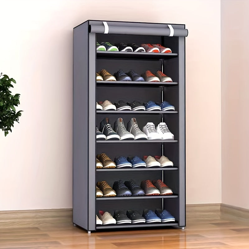 Rack de chaussures métalliques autoportant avec couvercle anti-poussière - Organisateur vertical de 6-10 niveaux