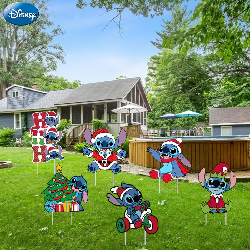 Stitch Christmas Lawn Stickers: 6 Pieces, Outdoor Art Decoration for Your Lawn - Cyprus