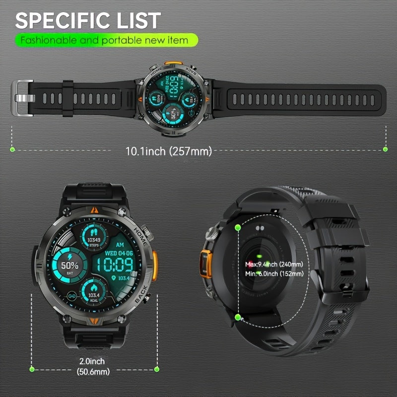 Jelloo Sports Smart Watch için Erkekler: LED Aydınlatma, Çağrı Fonksiyonu, Fitness Tracker & More - Kıbrıs