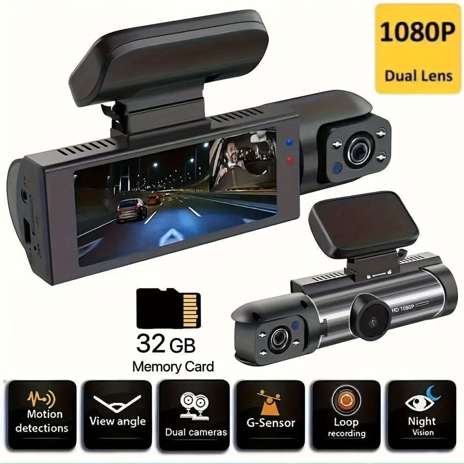 Dual Camera Dash Cam with IR Night Vision and 1080P Resolution - 8.03 Cm IPS Screen - Cyprus