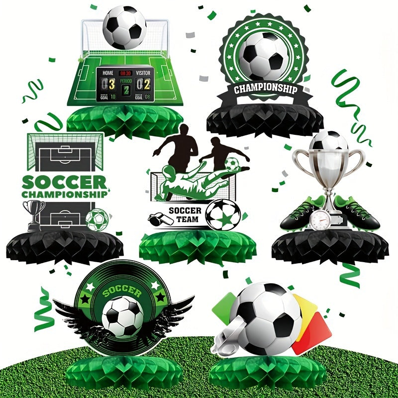 Football Paper Honeycomb Ornaments - Soccer Birthday Party Decorations, 7pcs - Cyprus