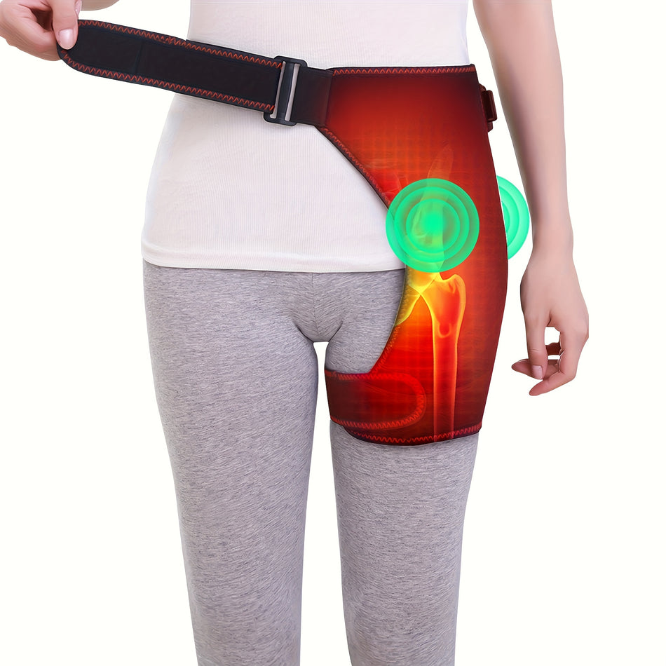 Heated Hip Brace with Vibration Massage - Pain Relief & Leg Support Wrap - USB-Powered - Cyprus