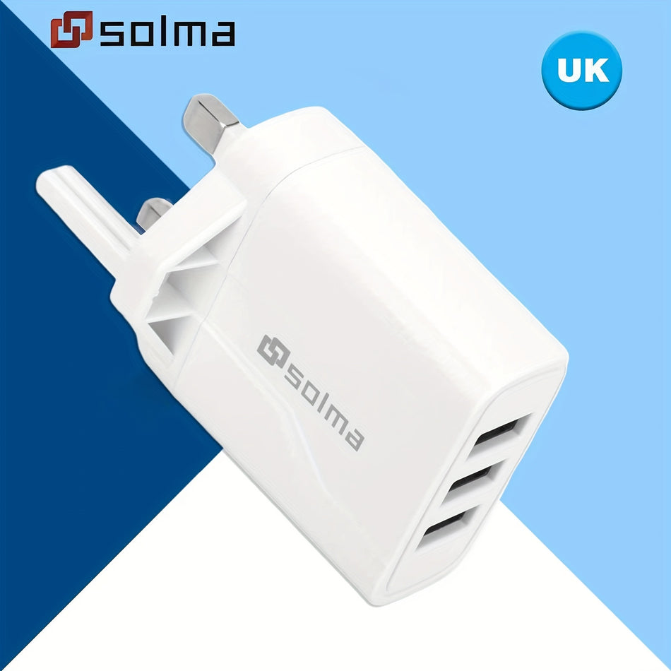 Solma 3USB Charger/UK Standard: Versatile and Efficient Charging for Travel