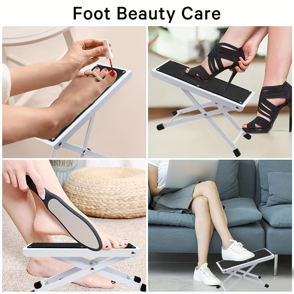 4-Level Adjustable White Pedicure Foot Rest with Toe Separator - Non-Slip, Sturdy Legs for At-Home Spa Treatments - Cyprus