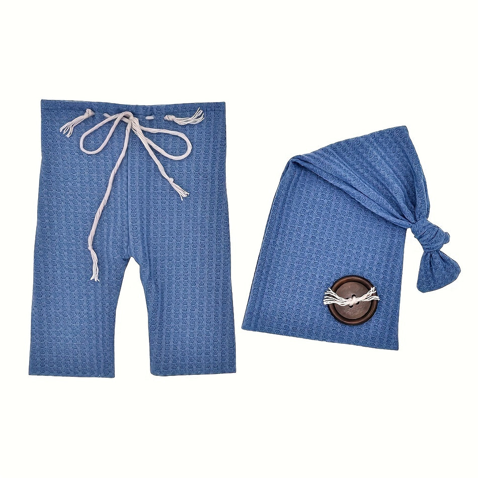 Super-Soft 2-Piece Infant Pants & Cap Set for 0-3 Years Old - Adorable Gingham Pattern!