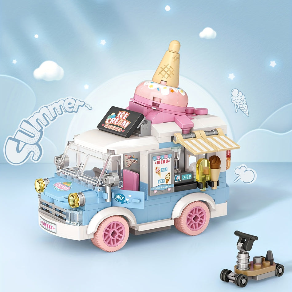 Kawaii Cartoon Ice Cream Car Mini Building Blocks for Girls - Cyprus