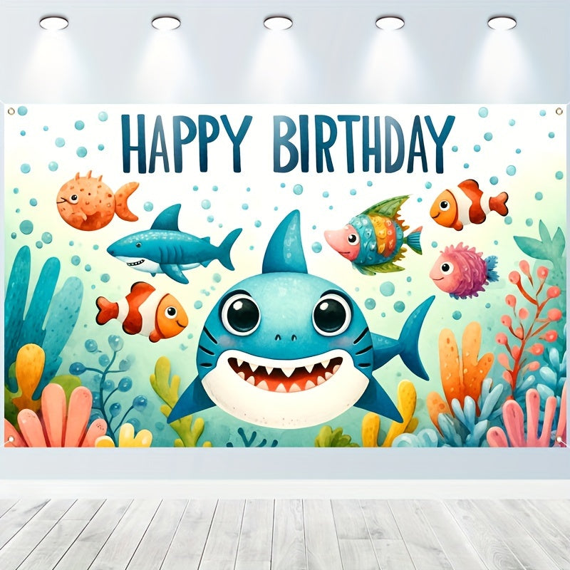 🔵 Shark Theme Party Banner - Multipurpose Decoration - Cyprus