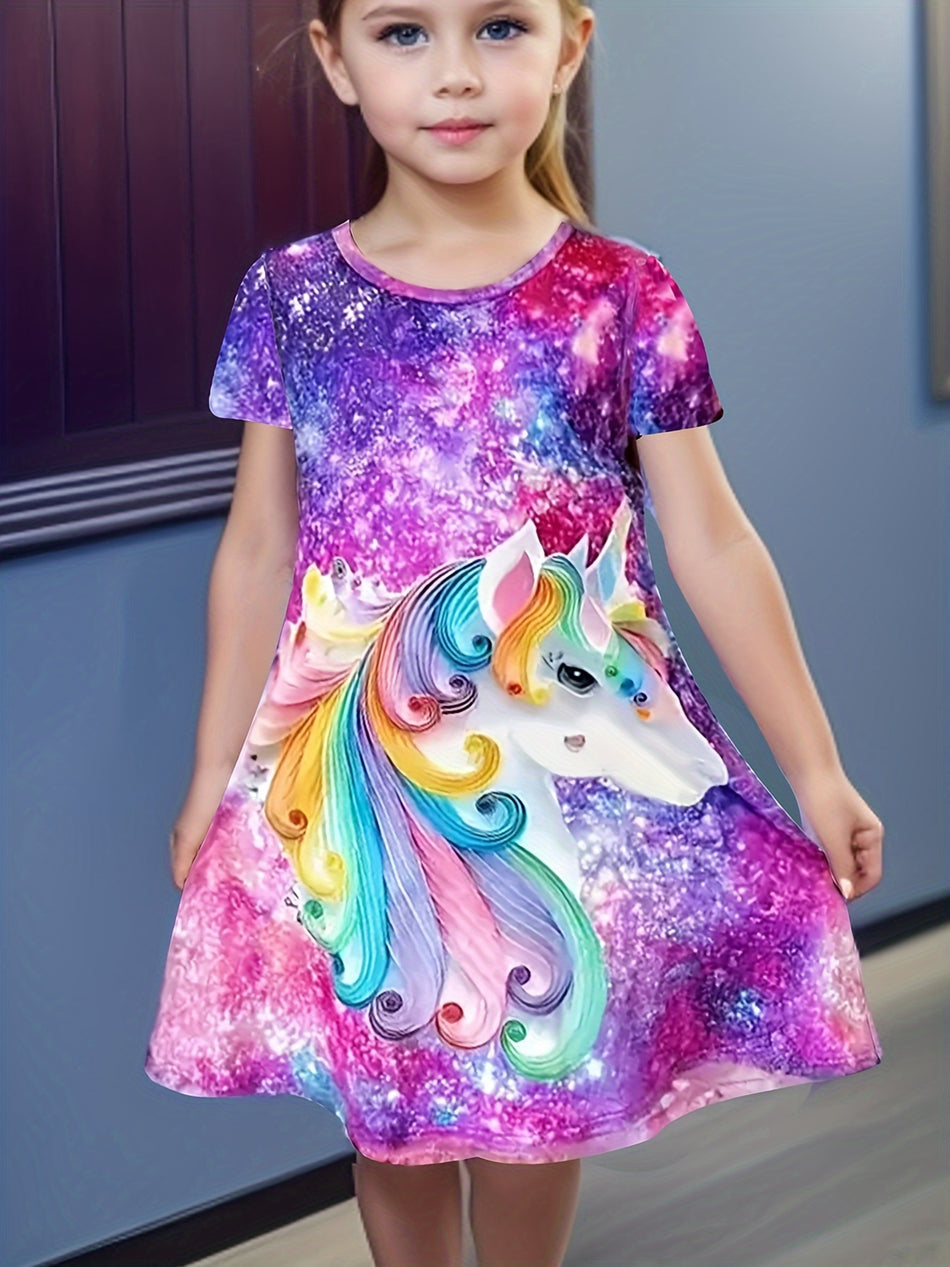 Rainbow Unicorn Tie Dye Tee Dress - Cyprus