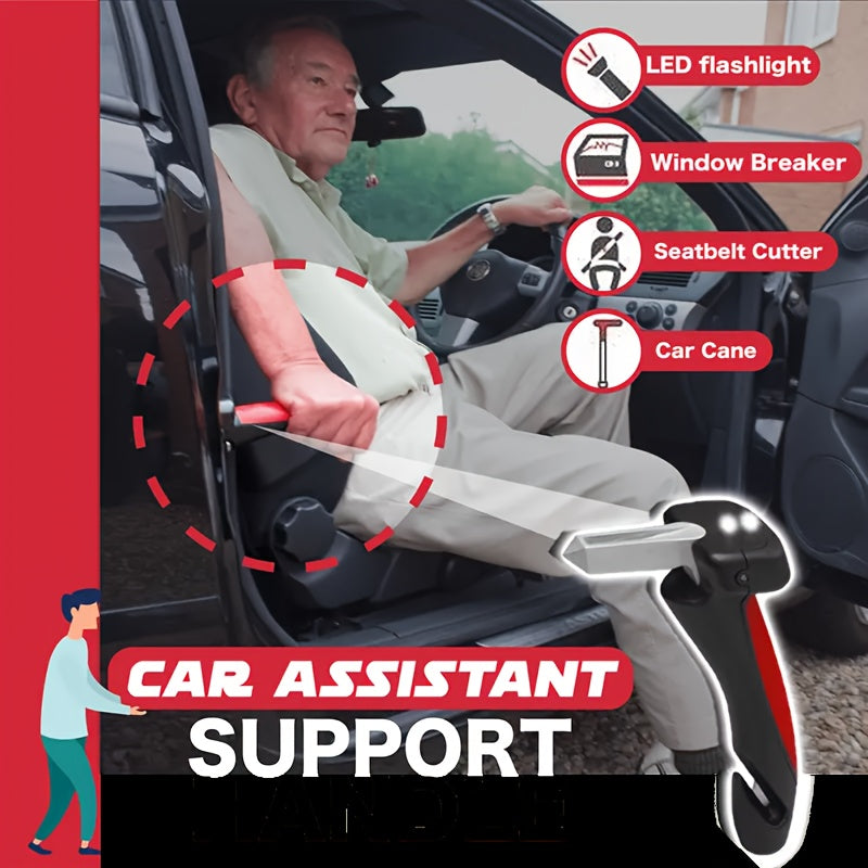 Portable Vehicle Support Grab Bar with Emergency Escape Tools & LED Flashlight - Cyprus