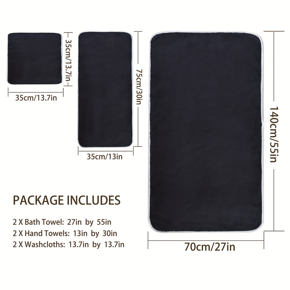 DIAOJIA 6-Piece Quick-Dry Microfiber Towel Set