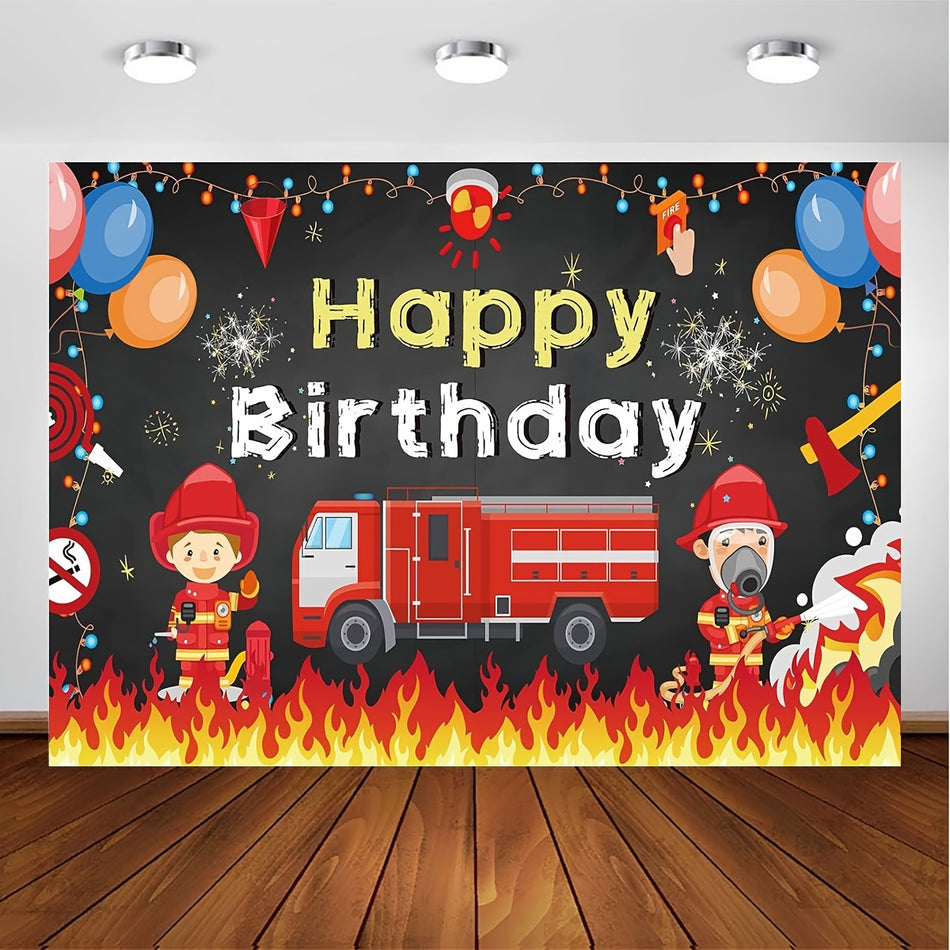 Firetruck Birthday Party Supplies Decorations Firetruck Theme Backdrop Banner - Cyprus