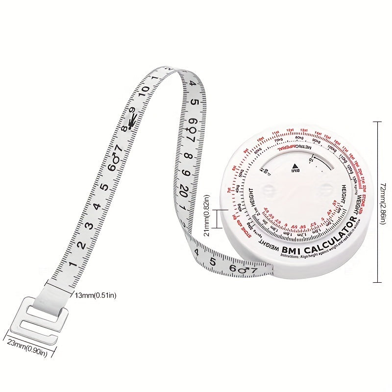 White Body Measuring Tape with BMI Calculator - Adult Fitness Tool - Cyprus