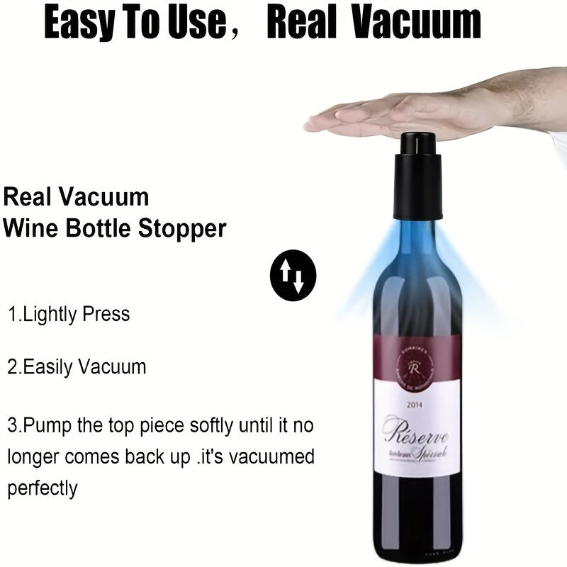 Vacuum Wine Bottle Stoppers with Date Marker Set - Preserve Freshness - Cyprus