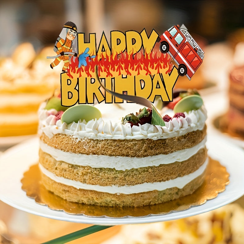🔵 Пожарный С Днем Рождения Торт Топпер Пожарная машина пожарная тема тема дня рождения декор дня рождения - Кипр