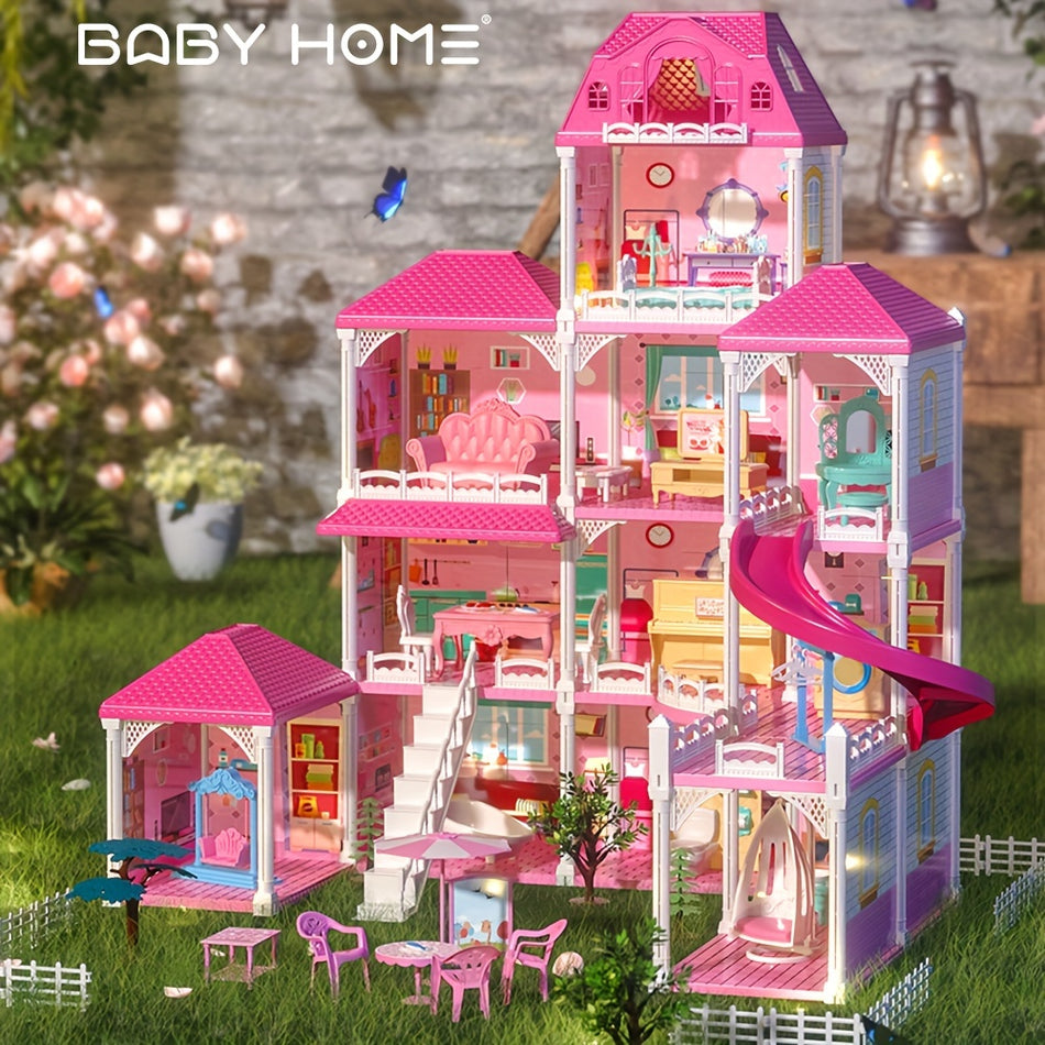 4-Story Dream House Doll Playhouse with Dolls & Furniture - Perfect for Girls 3-8 Years Old - BABYHOME - Cyprus