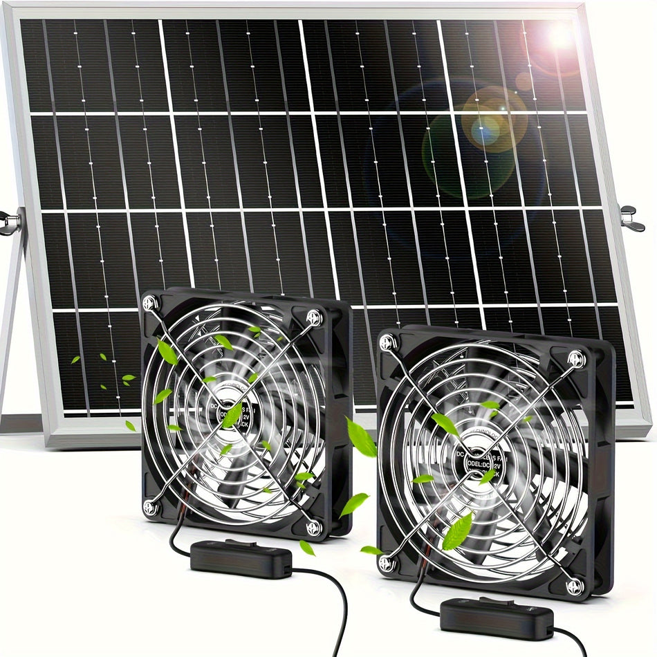 Solar & Windenergie Dual -Lüfter -Kit für Gewächshäuser, Schuppen und Haustierhäuser