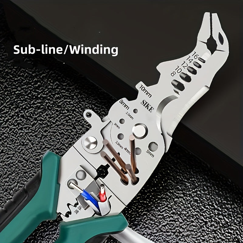 1pc Wire Stripper Industrial Grade Multifunctional Cutting Copper Wire Crimping Clamp Holding Wire Stripping Needle Nose Pliers Flat Head Pliers, Fast Broken Wire Squeegee Cutting Wire Pipe Electrician Pliers