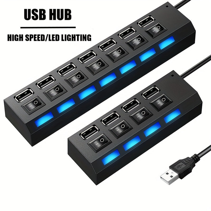 Hub USB 2.0 à 7 ports avec commutateurs d'alimentation individuels