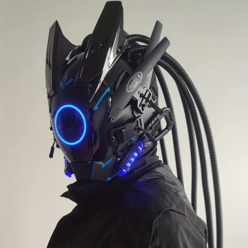 Futuristische LED -Punkmaske mit tubularem Geflecht für Musikfestivals und Cosplay